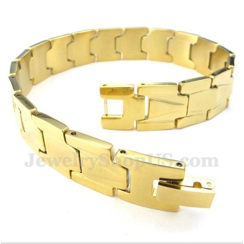 Pulsera De Titanio Dorado Para Hombre Pulsera De Titanio Dorado Para Hombre