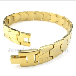 Pulsera De Titanio Dorado Para Hombre