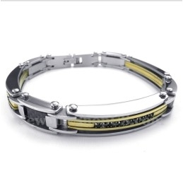 Pulsera De Titanio Con Diamantes Para Hombre