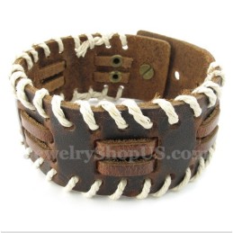 Pulsera De Titanio Y Cuero Para Hombre