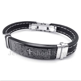 Pulsera De Caucho De Titanio Con Versículo Bíblico Para Hombre