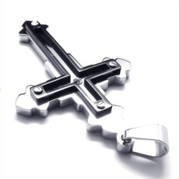 Colgante De Titanio Con Forma De Cruz De Moda (Negro)