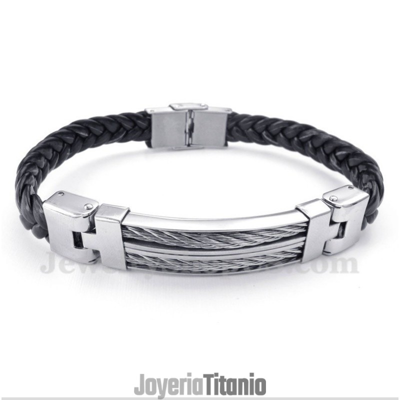Pulsera De Cuero De Titanio Para Hombre Pulsera De Cuero De Titanio Para Hombre
