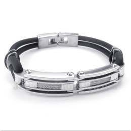 Pulsera De Cable De Caucho Y Titanio Para Hombre