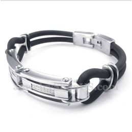 Pulsera De Cable De Caucho Y Titanio Para Hombre