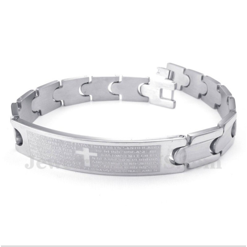 Pulsera De Titanio Con Versículo Bíblico En Español Para Hombre Pulsera De Titanio Con Versículo Bíblico En Español Para Hombre