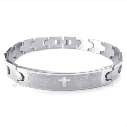 Pulsera De Titanio Con Versículo Bíblico En Español Para Hombre