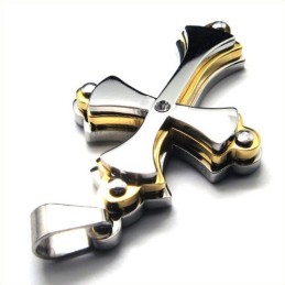 Colgante De Titanio Con Cruz En Capas (Dorado)