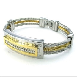 Pulsera De Cable De Titanio Con Diseño De Meandro Griego Para Hombre