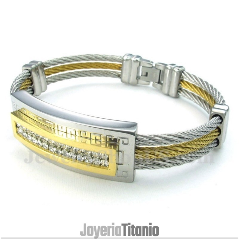 Pulsera De Cable De Titanio Con Diseño De Meandro Griego Para Hombre Pulsera De Cable De Titanio Con Diseño De Meandro Griego Para Hombre
