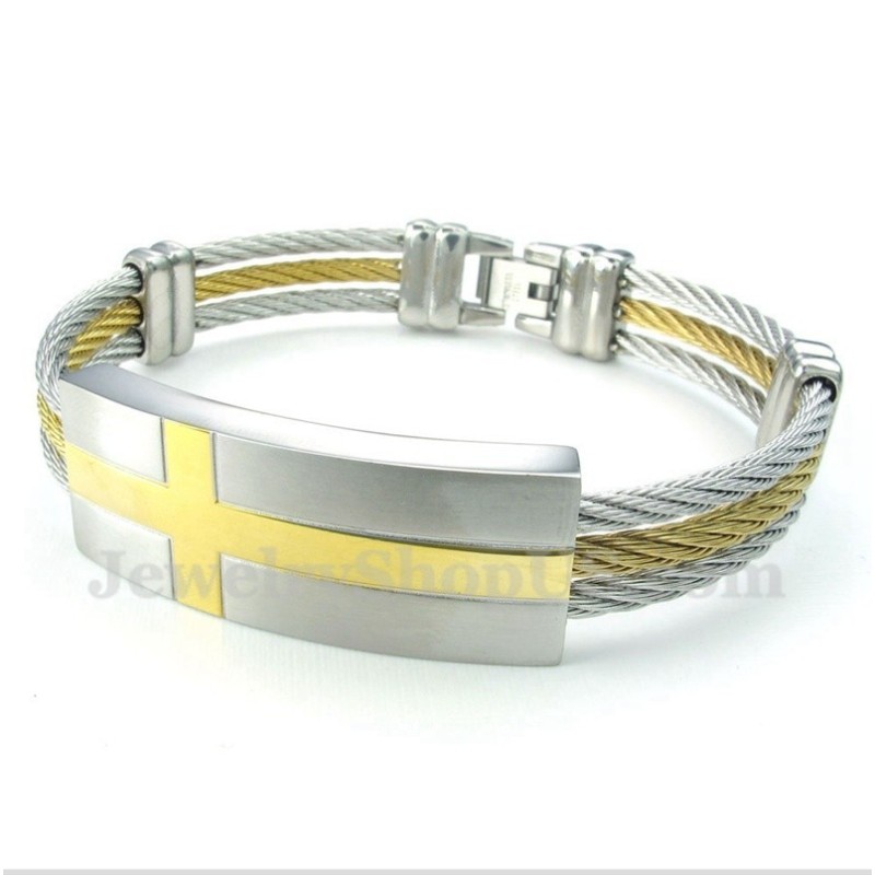 Pulsera De Cable Cruzado De Titanio Para Hombre