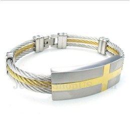 Pulsera De Cable Cruzado De Titanio Para Hombre