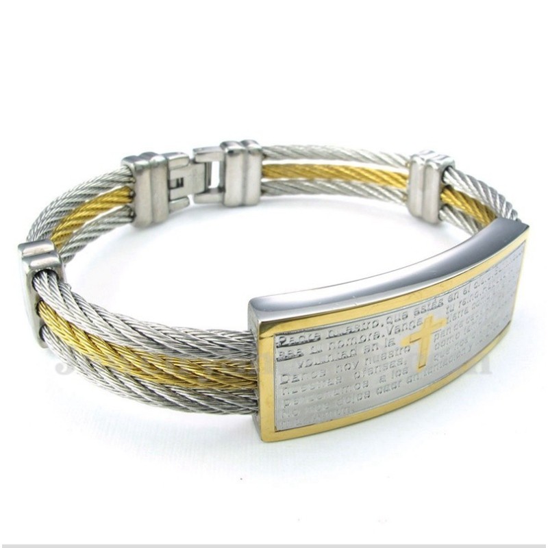 Pulsera De Titanio Con Versículo Bíblico Para Hombre