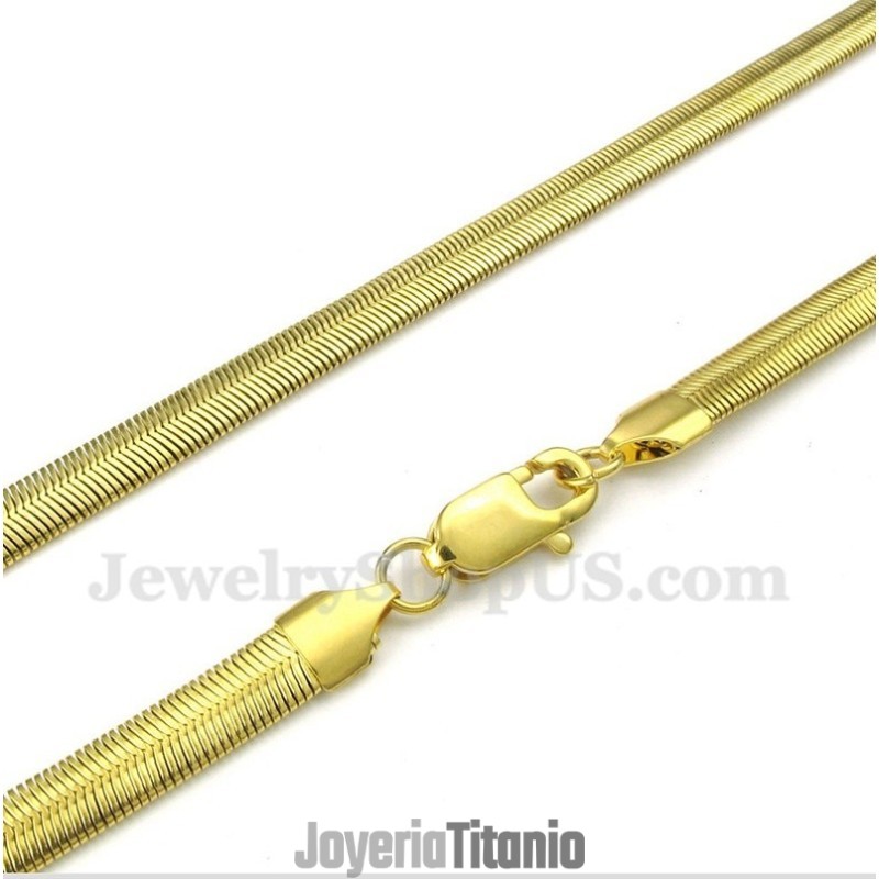 Collar De Serpiente De Titanio Dorado De 20 Pulgadas Para Hombre