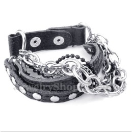 Pulsera De Cuero De Titanio Para Hombre