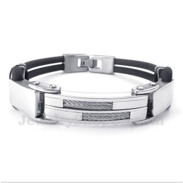 Pulsera De Cuero Con Cable De Titanio Para Hombre