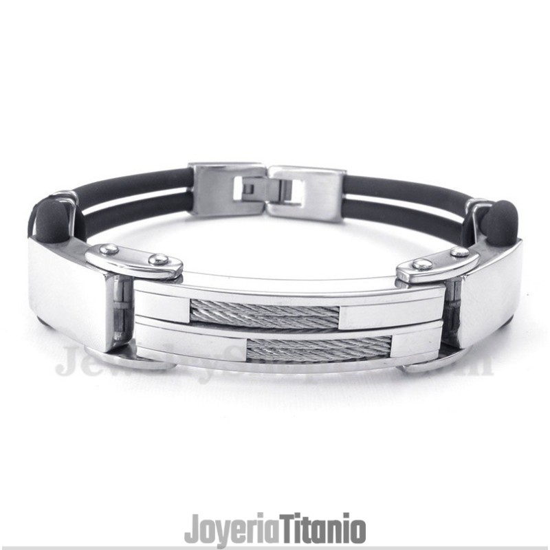 Pulsera De Cuero Con Cable De Titanio Para Hombre Pulsera De Cuero Con Cable De Titanio Para Hombre