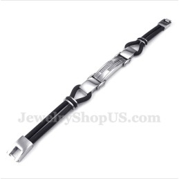 Pulsera De Cuero Con Cable De Titanio Para Hombre