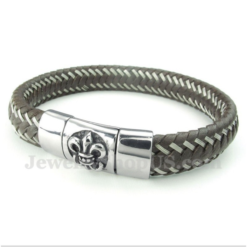 Pulsera De Cable De Cuero Y Titanio Para Hombre Pulsera De Cable De Cuero Y Titanio Para Hombre
