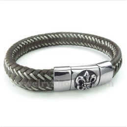 Pulsera De Cable De Cuero Y Titanio Para Hombre