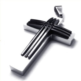 Nuevo Colgante De Titanio Con Cruz Tejida (Negro)