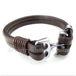 Pulsera De Ancla De Cuero Para Hombre