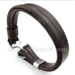 Pulsera De Ancla De Cuero Para Hombre