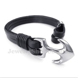 Pulsera De Ancla De Cuero Para Hombre