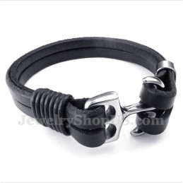 Pulsera De Ancla De Cuero Para Hombre