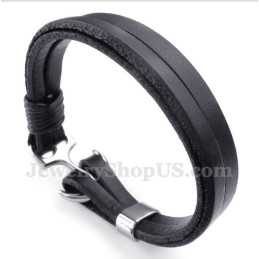 Pulsera De Ancla De Cuero Para Hombre