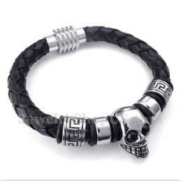 Pulsera De Titanio Y Cuero Para Hombre