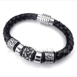 Pulsera De Titanio Y Cuero Para Hombre