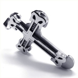Colgante De Titanio Con Cruz Deportiva De Moda (Plata)