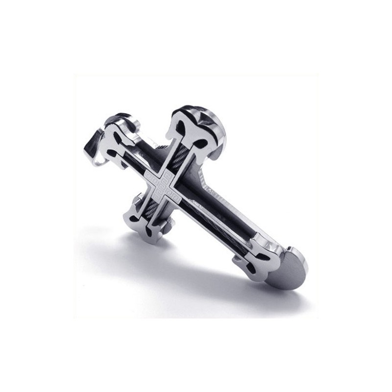 Colgante De Titanio Con Cruz Deportiva De Moda (Plata)