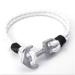 Pulsera De Ancla De Cuero Para Hombre