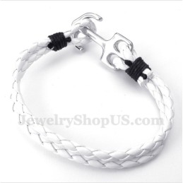 Pulsera De Ancla De Cuero Para Hombre