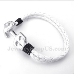 Pulsera De Ancla De Cuero Para Hombre