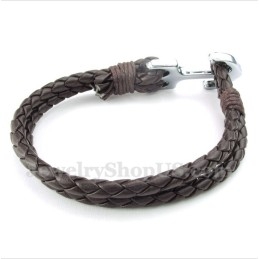 Pulsera De Ancla De Cuero Para Hombre