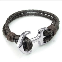 Pulsera De Ancla De Cuero Para Hombre