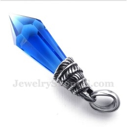 Colgante De Prisma Hexagonal De Cristal Azul De Titanio Para Hombre Con Cadena Gratis