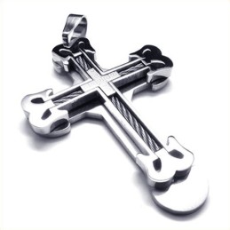 Colgante De Titanio Con Cruz Deportiva De Moda (Plata)