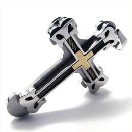 Colgante De Titanio Con Cruz Deportiva De Moda (Dorado)