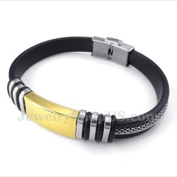 Pulsera De Caucho De Titanio Y Oro Para Hombre