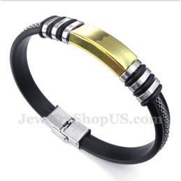 Pulsera De Caucho De Titanio Y Oro Para Hombre