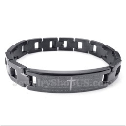 Pulsera De Titanio Con Versículo Bíblico Y Cruz Para Hombre