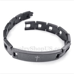 Pulsera De Titanio Con Versículo Bíblico Y Cruz Para Hombre