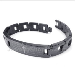 Pulsera De Titanio Con Versículo Bíblico Y Cruz Para Hombre