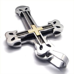 Colgante De Titanio Con Cruz Deportiva De Moda (Dorado)
