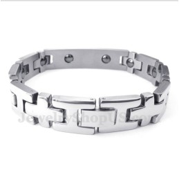 Pulsera Magnética De Titanio Con Versículo Bíblico Y Cruz Para Hombre