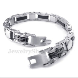 Pulsera De Titanio Negro Con Diseño De Meandro Griego Para Hombre